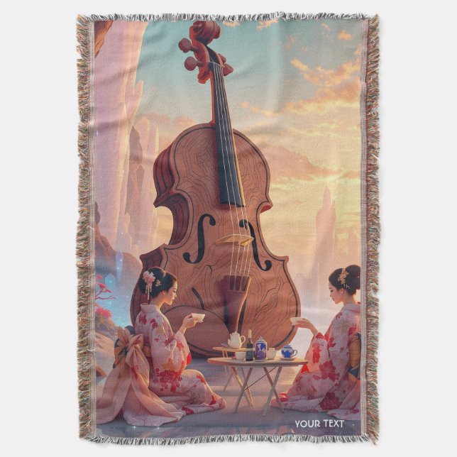 Fantasy Niedlich Violin Girls Tee Decke (Vorderseite Vertikal)