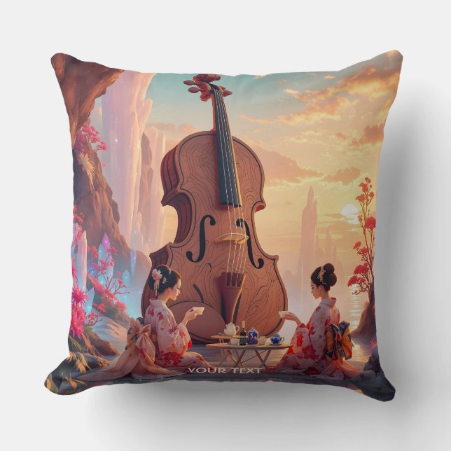 Fantasy Niedlich Violin Girls Tee Kissen (Vorderseite)