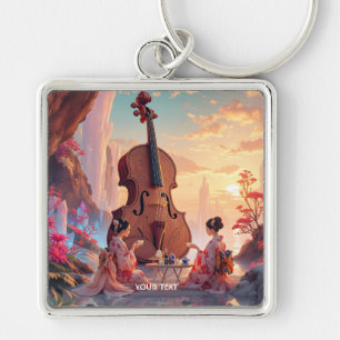 Fantasy Niedlich Violin Girls Tee Schlüsselanhänger