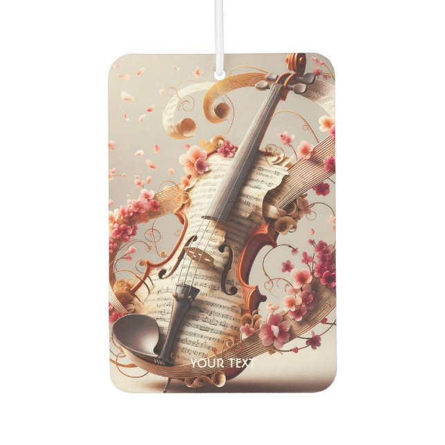 Fantasy Niedlich Violin Notes Blume Autolufterfrischer (Vorderseite)