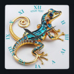 Fantasy Niedlich Vivid Art Deco Quadratische Wanduhr<br><div class="desc">Fantasy Niedlich Vivid Art Deco Gecko. Perfekt als Geburtstagsgeschenk oder für jede Art von Party</div>