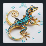 Fantasy Niedlich Vivid Art Deco Quadratische Wanduhr<br><div class="desc">Fantasy Niedlich Vivid Art Deco Gecko. Perfekt als Geburtstagsgeschenk oder für jede Art von Party</div>
