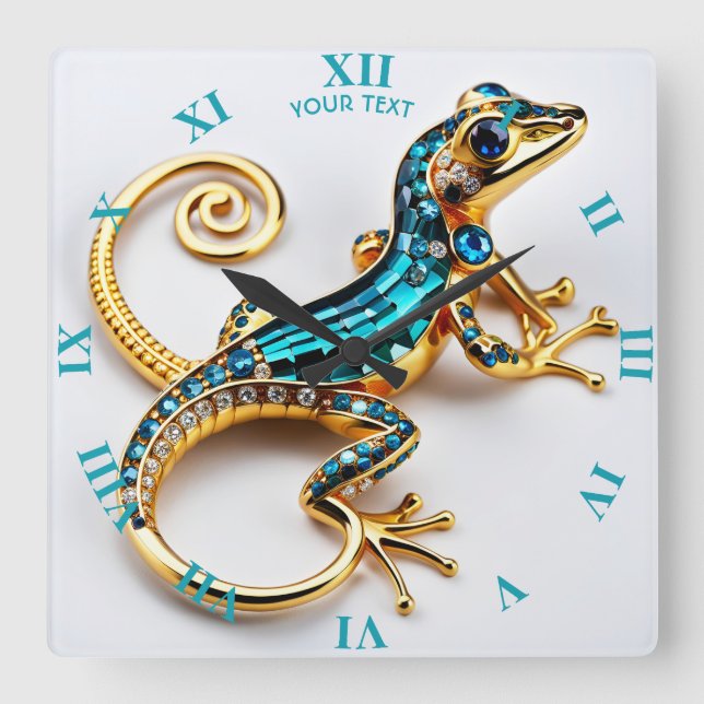Fantasy Niedlich Vivid Art Deco Quadratische Wanduhr (Vorderseite)