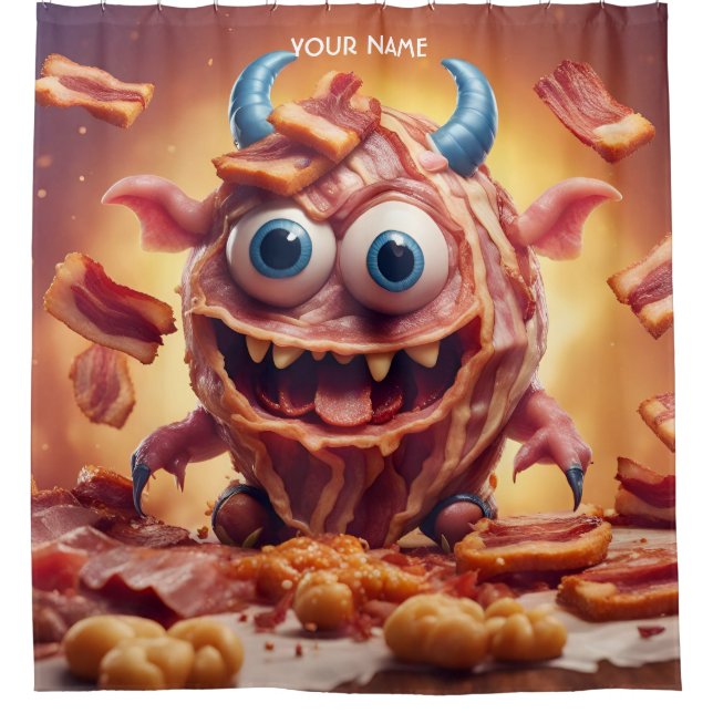 Fantasy Niedlich Vivid Bacon Beliebte Kreatur Duschvorhang (Vorderseite)