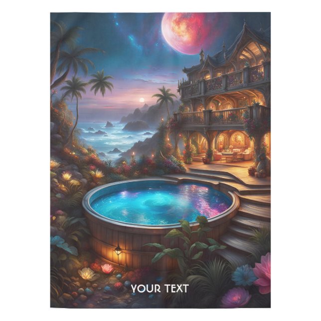 Fantasy Niedlich Vivid Beach Blume Sunset Tischdecke (Vorderseite)