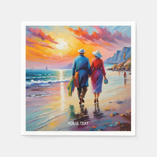 Fantasy Niedlich Vivid Beach Sunset Liebe Serviette (Vorderseite)