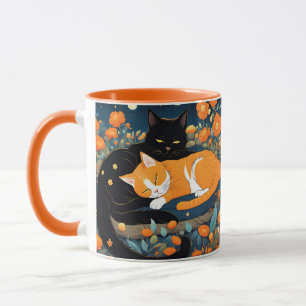 Fantasy Niedlich Vivid Black Orange Cats Tasse