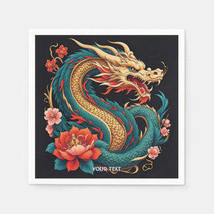 Fantasy Niedlich Vivid Blue Yellow Dragon Serviette