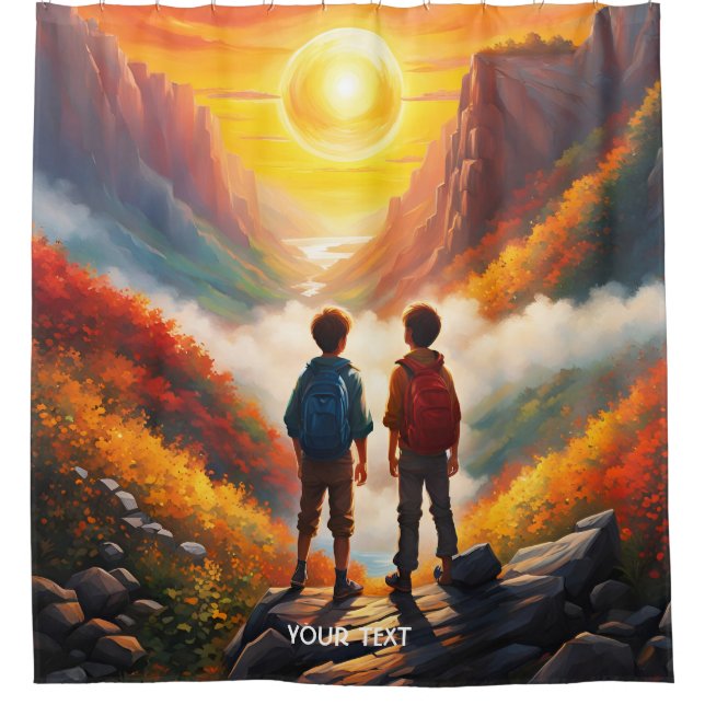 Fantasy Niedlich Vivid Boys Sun River Duschvorhang (Vorderseite)