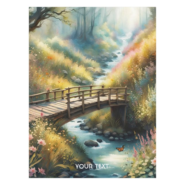 Fantasy Niedlich Vivid Bridge Morning River Tischdecke (Vorderseite)