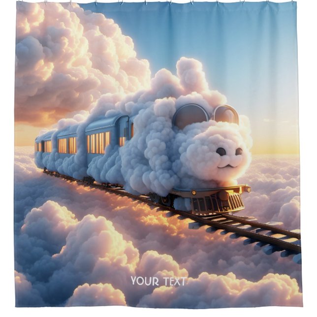 Fantasy Niedlich Vivid Cloud Train Sunrise Duschvorhang (Vorderseite)