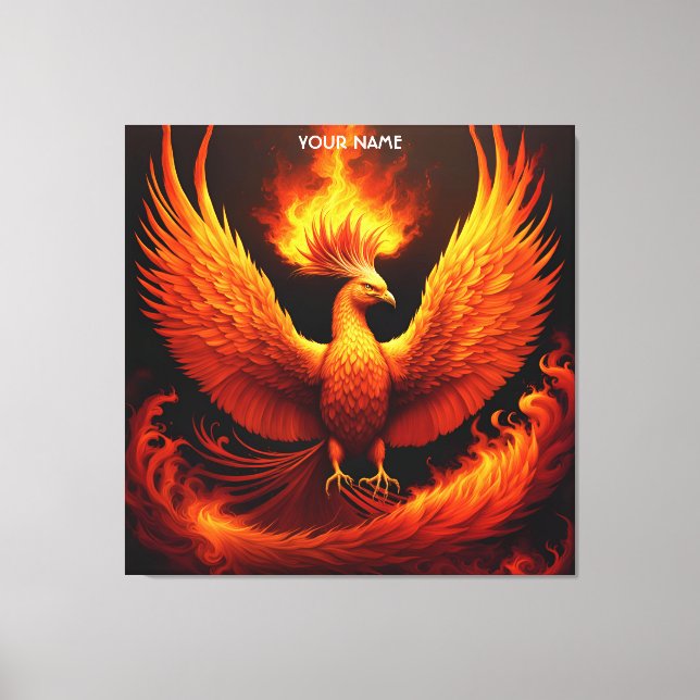 Fantasy Niedlich Vivid Flames Phoenix Bird Leinwanddruck (Vorderseite)