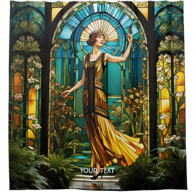 Fantasy Niedlich Vivid gestettet Glas Frau Duschvorhang (Vorderseite)