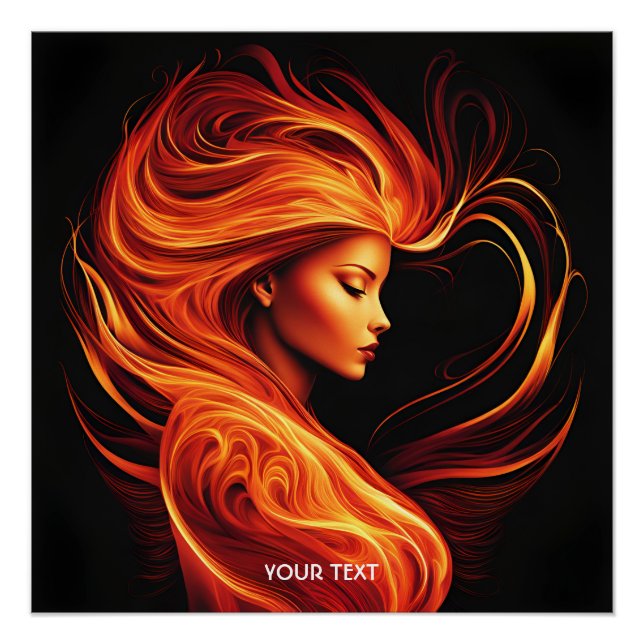 Fantasy Niedlich Vivid Girl Feuer Flammen Poster (Vorderseite)