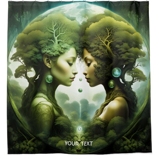 Fantasy Niedlich Vivid Girls Grünwald Duschvorhang (Vorderseite)