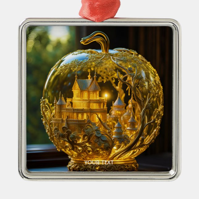Fantasy Niedlich Vivid Glass Burg Ornament Aus Metall (Vorne)