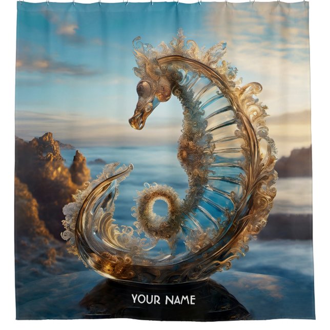 Fantasy Niedlich Vivid Glass Seepferd Duschvorhang (Vorderseite)