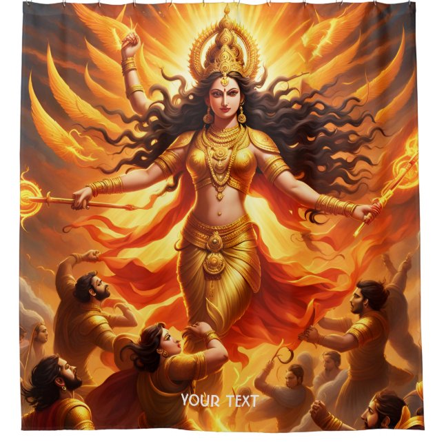 Fantasy Niedlich Vivid Goddess Durga Battle Duschvorhang (Vorderseite)