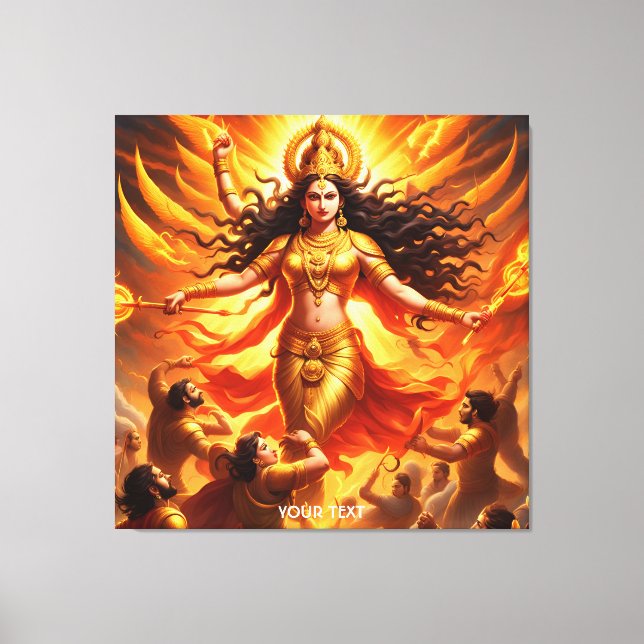 Fantasy Niedlich Vivid Goddess Durga Battle Leinwanddruck (Vorderseite)