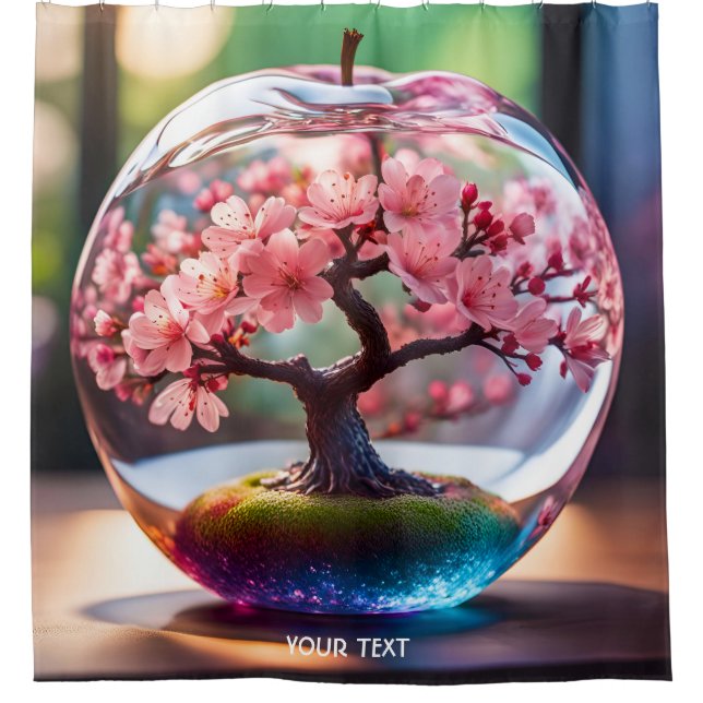 Fantasy Niedlich Vivid Grass Apple Blossom Duschvorhang (Vorderseite)