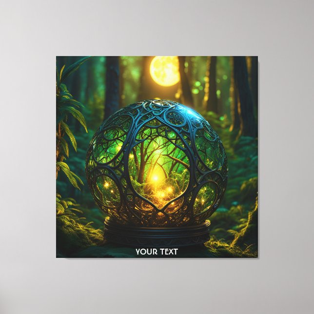 Fantasy Niedlich Vivid Green Sphere Forest Leinwanddruck (Vorderseite)