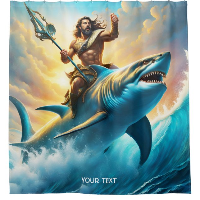Fantasy Niedlich Vivid Griechischer Gotteshai Duschvorhang (Vorderseite)