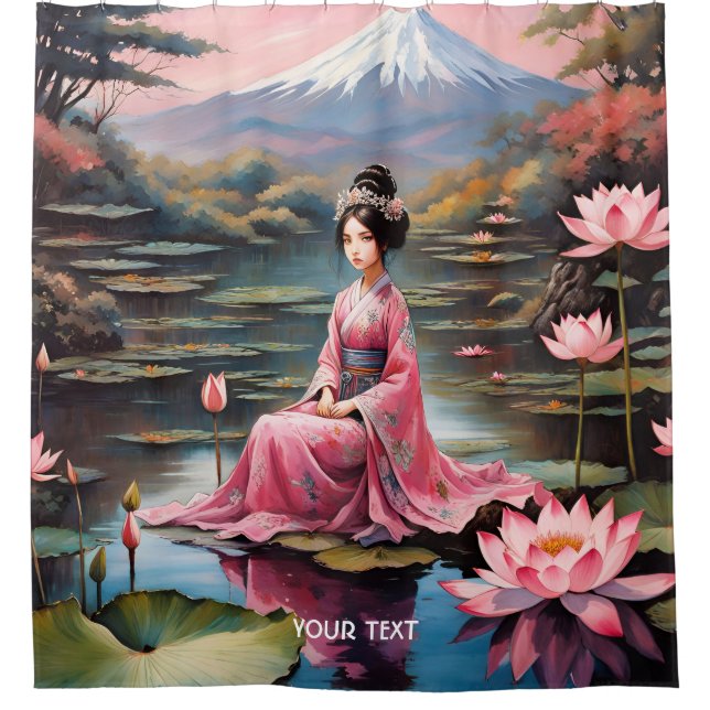 Fantasy Niedlich Vivid Japanese Girl Lake Duschvorhang (Vorderseite)