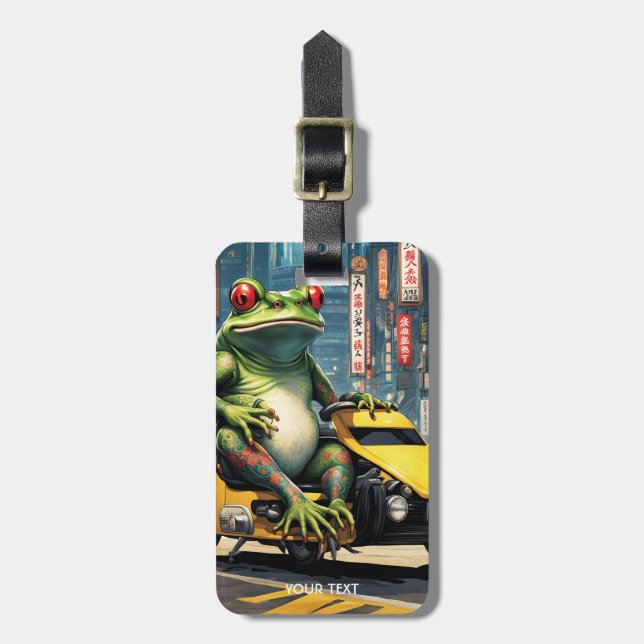 Fantasy Niedlich Vivid Japanischer Frosch Tattoo Gepäckanhänger (Vorderseite vertikal)