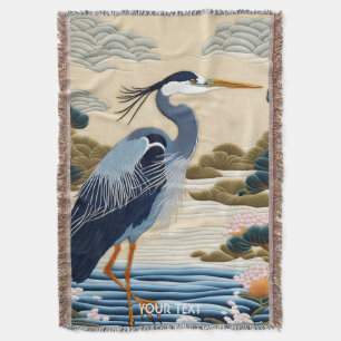 Fantasy Niedlich Vivid Japanischer Heron Blue Decke