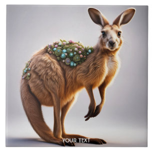 Fantasy Niedlich Vivid Kangaroo Portrait Blume Fliese