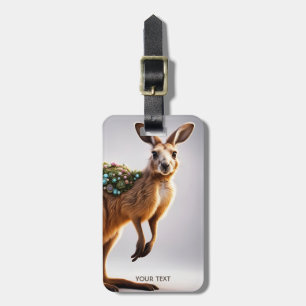 Fantasy Niedlich Vivid Kangaroo Portrait Blume Gepäckanhänger