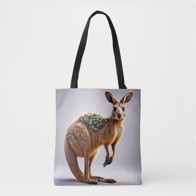 Fantasy Niedlich Vivid Kangaroo Portrait Blume Tasche (Vorderseite)