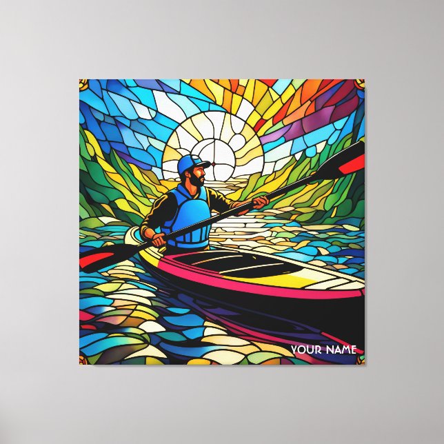 Fantasy Niedlich Vivid Kayaking Stains Glass Leinwanddruck (Vorderseite)