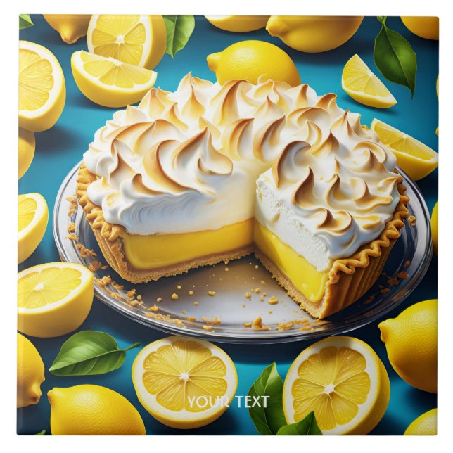 Fantasy Niedlich Vivid Lemon Meringue Pie Fliese (Vorderseite)