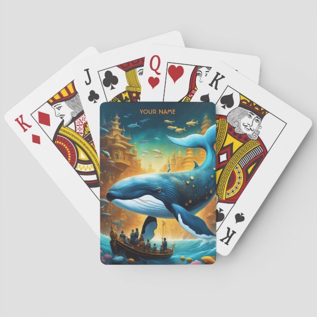 Fantasy Niedlich Vivid Majestic Great Whale Spielkarten (Rückseite)
