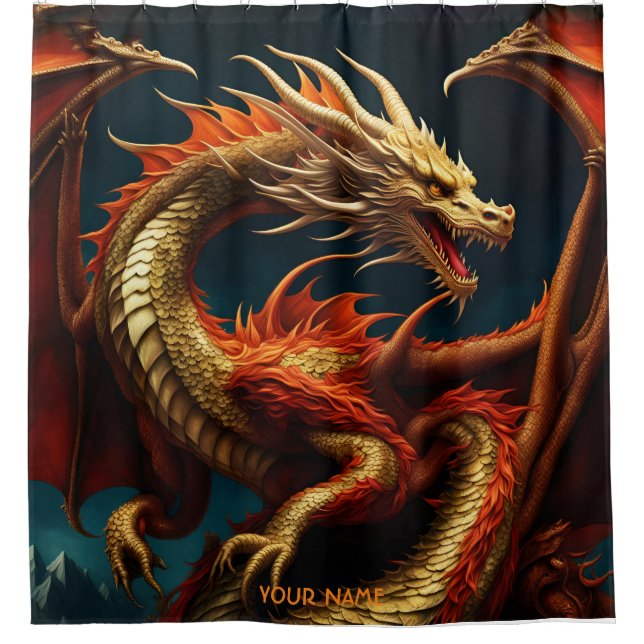 Fantasy Niedlich Vivid Majestic Großdrache Duschvorhang (Vorderseite)