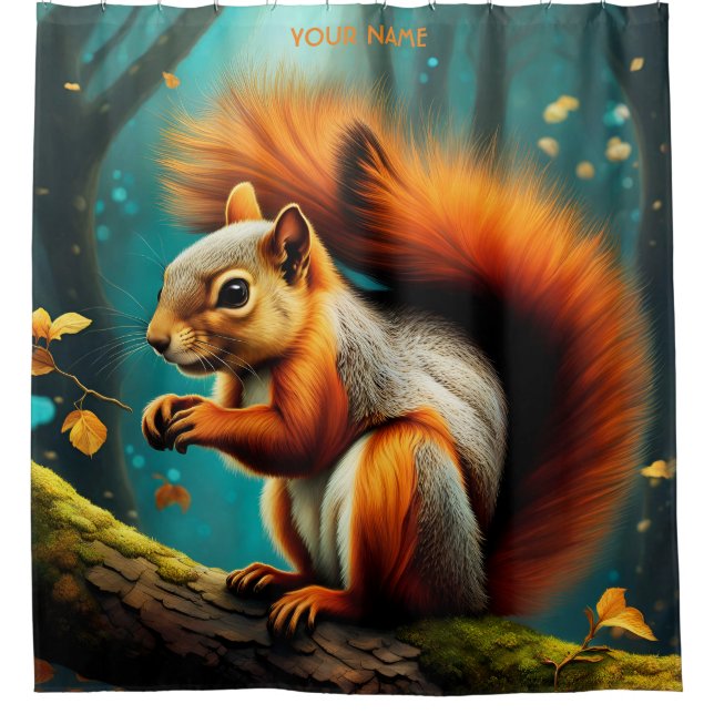 Fantasy Niedlich Vivid Majestic Red Squirrel Duschvorhang (Vorderseite)