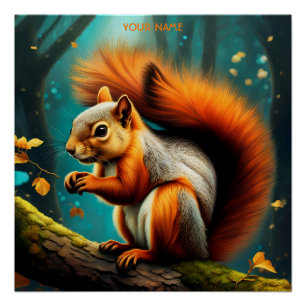 Fantasy Niedlich Vivid Majestic Red Squirrel Poster