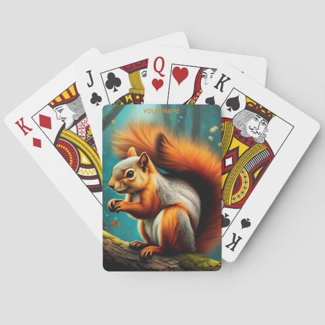 Fantasy Niedlich Vivid Majestic Red Squirrel Spielkarten (Rückseite)