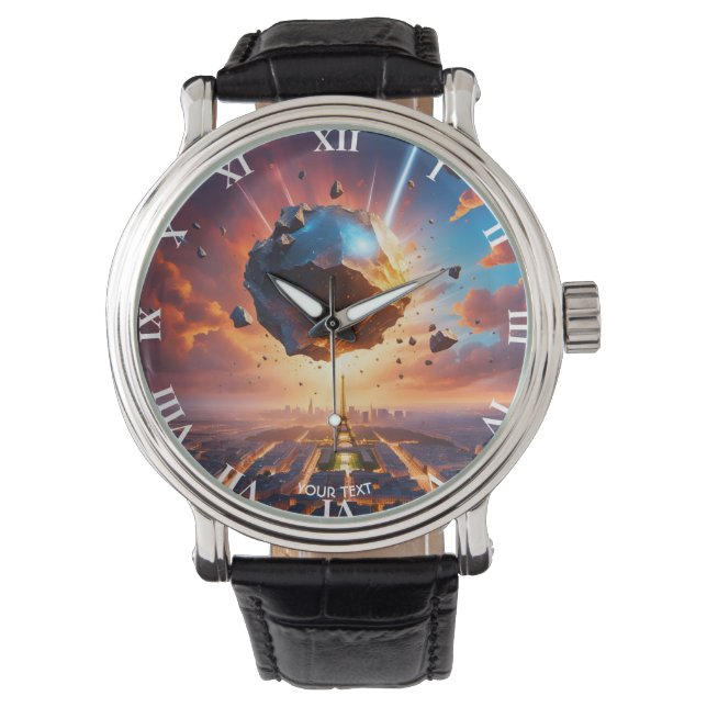 Fantasy Niedlich Vivid Meteorite Sunset Paris Armbanduhr (Vorderseite)