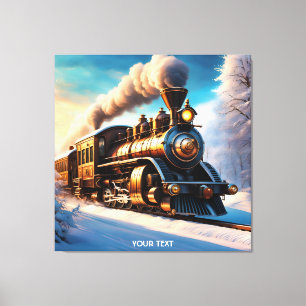 Fantasy Niedlich Vivid Old Train Winter Leinwanddruck