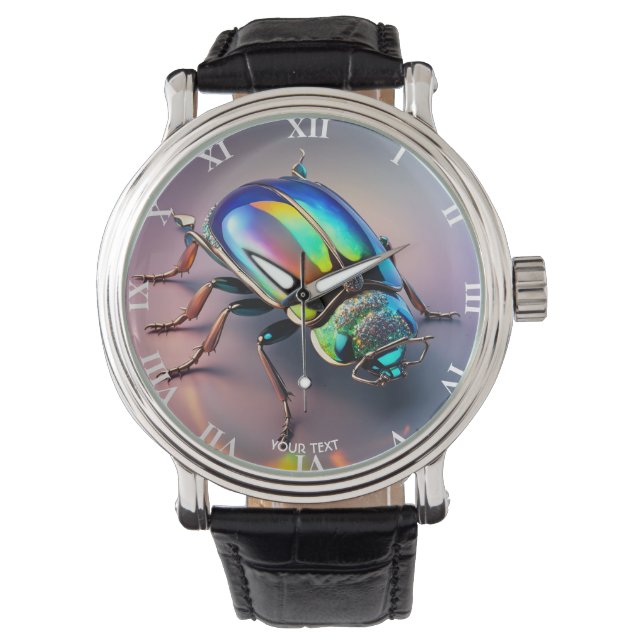 Fantasy Niedlich Vivid Opal Vibranle Beetle Armbanduhr (Vorderseite)