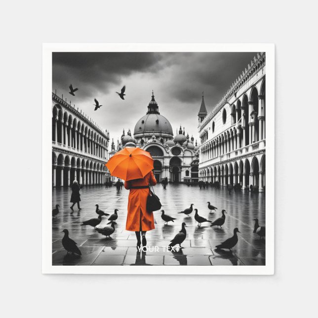 Fantasy Niedlich Vivid Orange Coat Venedig Serviette (Vorderseite)