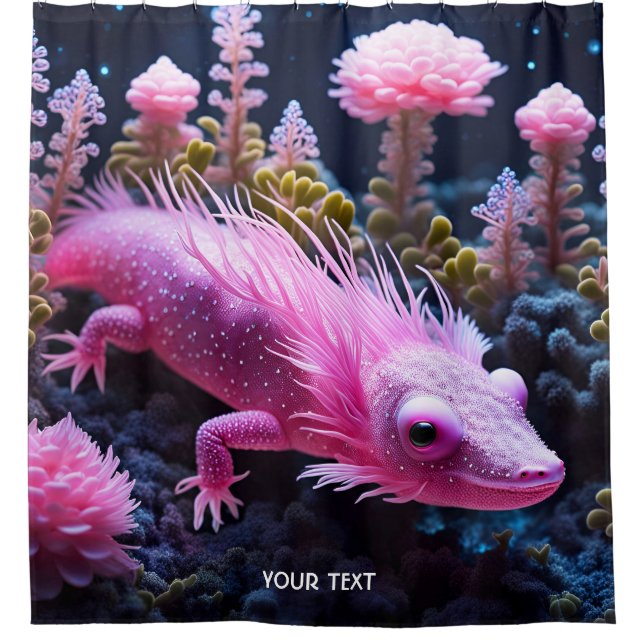 Fantasy Niedlich Vivid Pink Sea Creation Duschvorhang (Vorderseite)