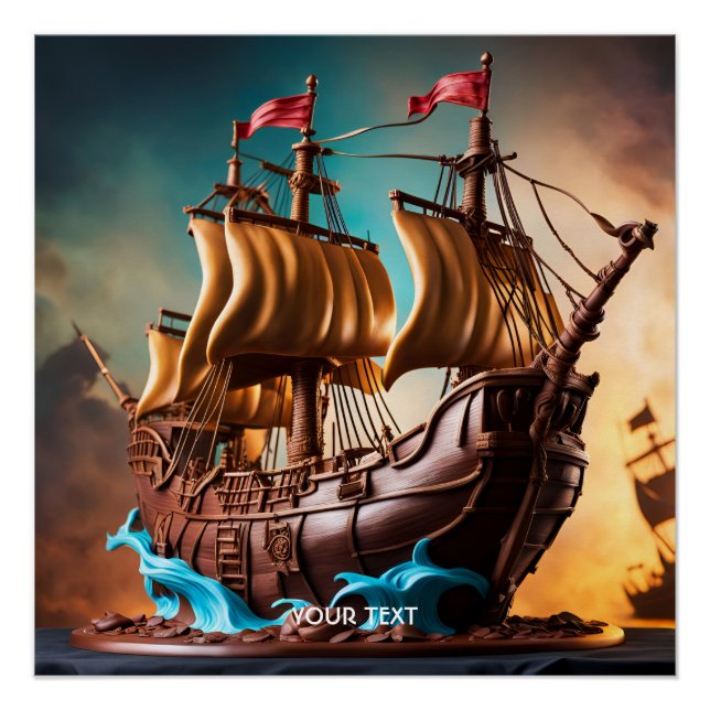 Fantasy Niedlich Vivid Pirate Ship Cake Poster (Vorderseite)