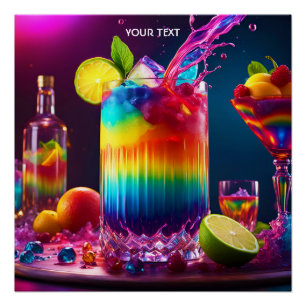 Fantasy Niedlich Vivid Rainbow Cocktail Frucht Poster