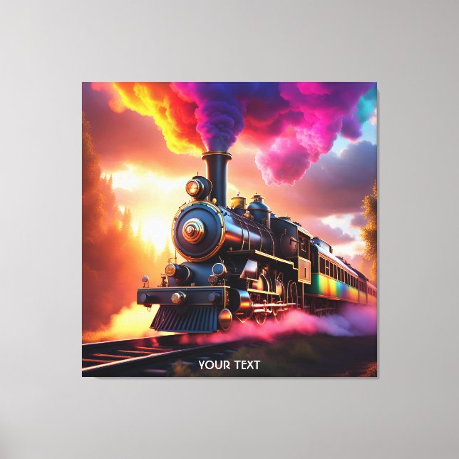 Fantasy Niedlich Vivid Rainbow Steampunk Bahn Leinwanddruck (Vorderseite)