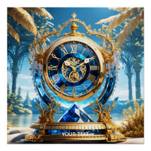 Fantasy Niedlich Vivid Sapphire Clock Sea Poster