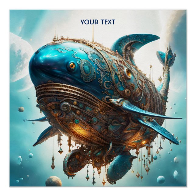 Fantasy Niedlich Vivid Steampunk Whale Sea Poster (Vorderseite)