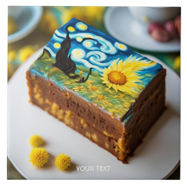 Fantasy Niedlich Vivid Van Gogh Cake Fliese (Vorderseite)